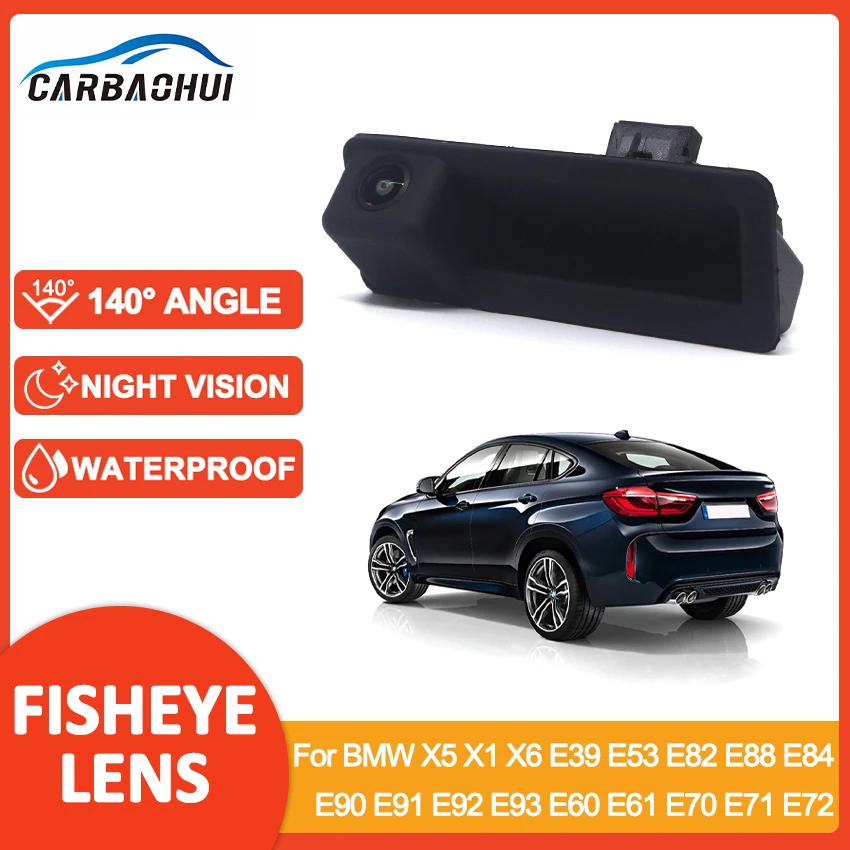 HD Night Vision Car Reverzná záložná záložná kmeňová rukoväť pre BMW X5 X1 X6 E39 E53 E82 E88 E84 E90 E91 E92 E93 E60 E61 E70 E71 E72