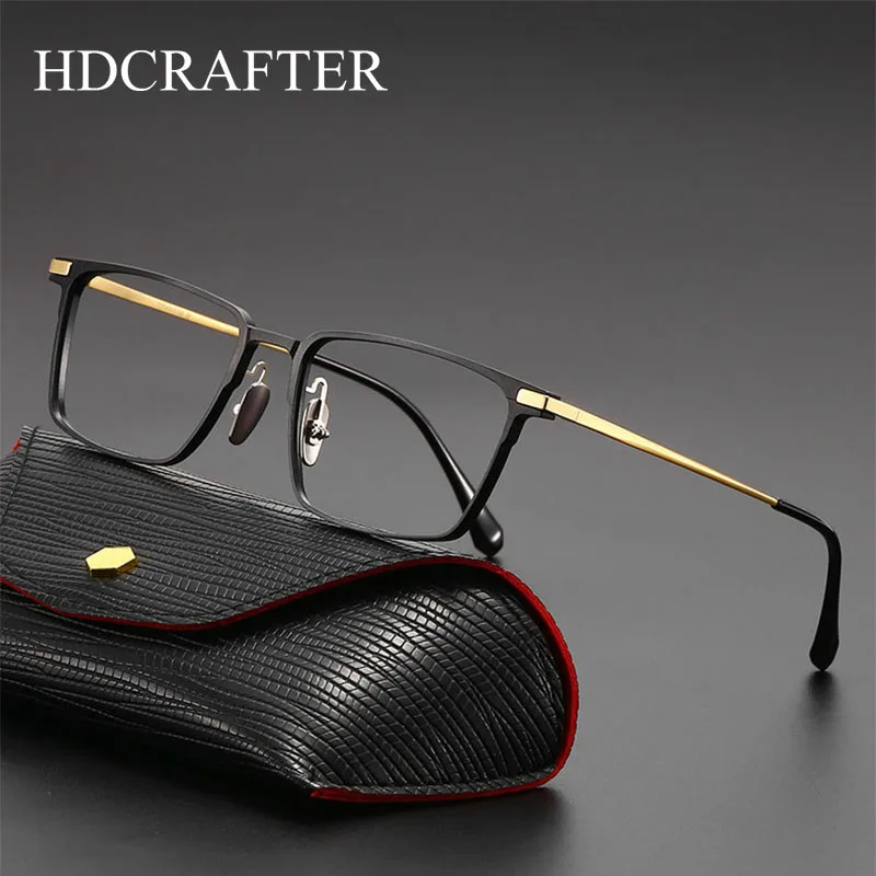 HDCRAFTER titán 146 mm široké optické okuliare na predpis Rám Men Men Square Eyewear Mužský plne krátkozrakosť čítanie okuliarov Rámy
