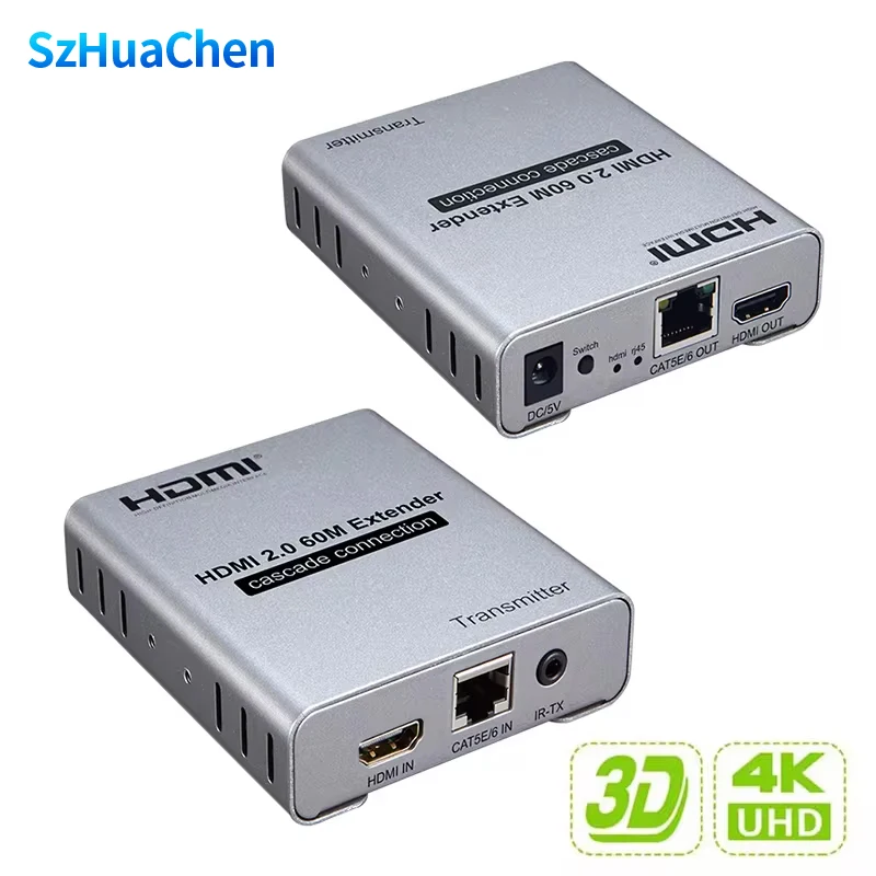 HDMI 2,0 4K 60 Hz 60M HDMI Extender 1080p 120M nad RJ45 Ethernet LAN CAT5E CAB6 KABELOVANIE KASCADE PRIPOJENIE PC DVD DVD do TV