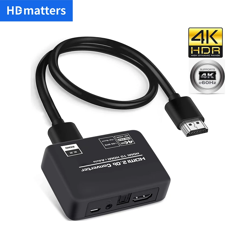 HDMI 2.0 Audio extraktor 4K 60 Hz pre PS5 Xbox Series X 4K HDMI Audio Extrating Converter SPDIF + 3,5 mm zvukový výstup