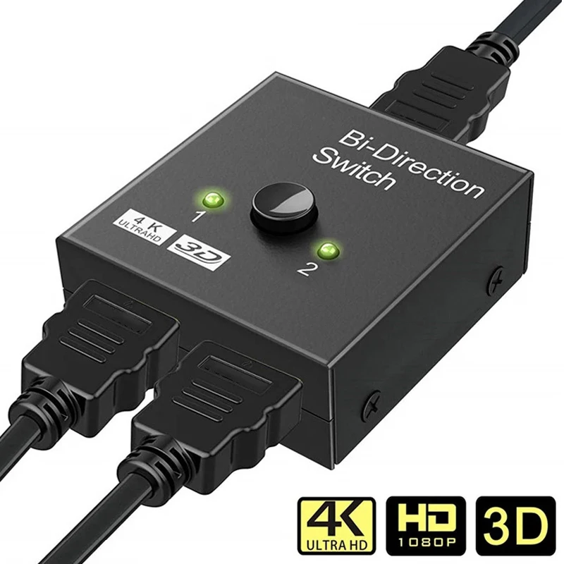 HDMI-kompatibilný prepínač 2 porty 4K 120Hz 2 v 1 out/1 v 2 out video Splitter pre notebook PC Xbox TV box na monitorovanie televízneho projektora