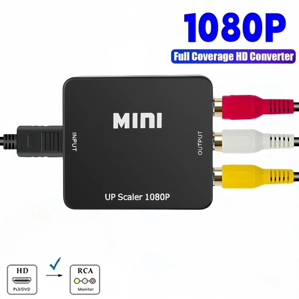 HDMI-kompatibilný s adaptérom AV RCA HDMI kompatibilný RCA AV CVSB LR VIDEO COMPOSITE AV SCALER prevodník pre projektor PC HDTV