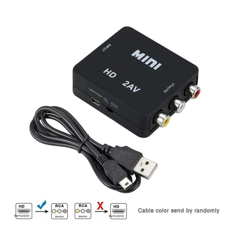 HDMI-kompatibilný s RCA Converter AV/CVSB L/R Video box HD 1080P 1920*1080 60Hz HDMI kompatibilný na podporu AV podpory výstupu NTSC PAL