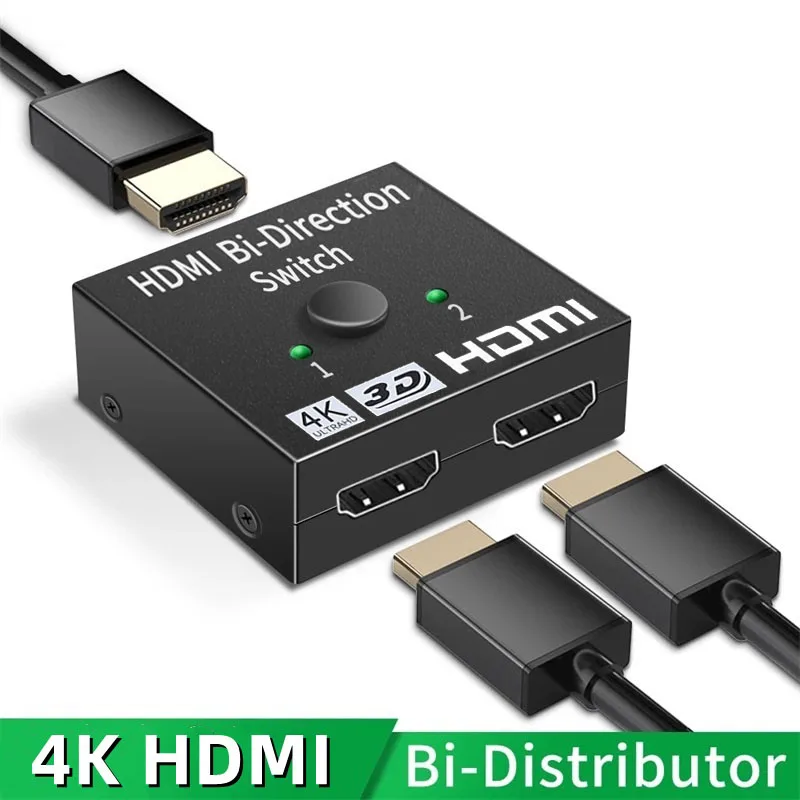 HDMI kompatibilný splitter 4K Switch KVM Bi-smer 1x2/2x1 HDMI kompatibilný prepínač 2 IN1 Out for PS4/3 Adaptér prepínača televíznych boxov