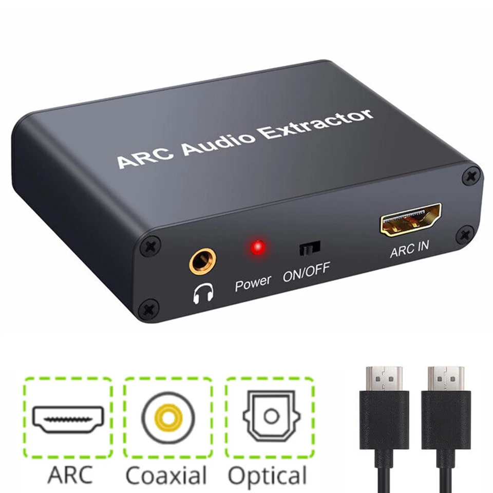 HDMI-kompatibilný zvukový adaptér oblúk L/R koaxiálny spdif Jack extraktor návratný kanál 3,5 mm slúchadlá pre reproduktor HD TV reproduktor