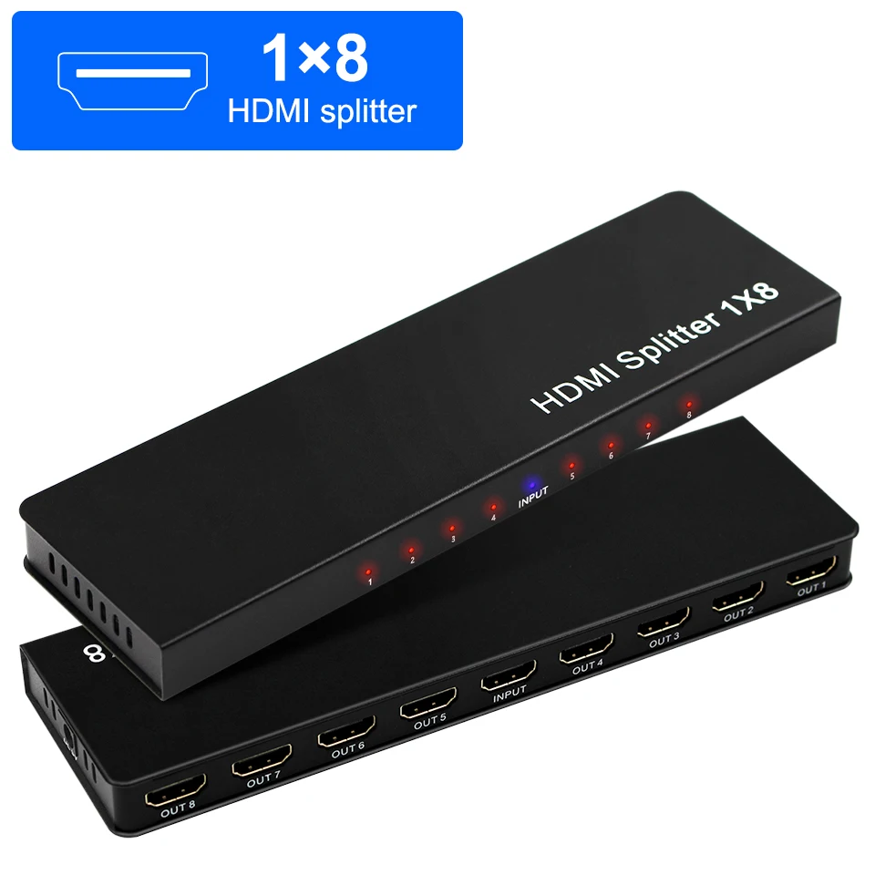 HDMI Spliters 4K 1 v 8 out 4K 1x8 HDMI 8 Port HDMI Video Splitter Audio 3D 2160P 1 až 8 Out 1x8 HDMI Splitter Converter