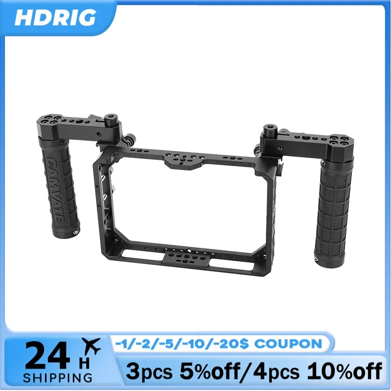 HDRig Full Monitor Cage s dvojitým gumovým rukoväťou pre Desview R7II 7 