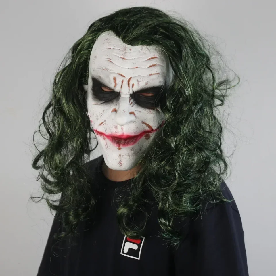 Heath Ledger Clown Joker Latex Masker Halloween Pruik Hoofddeksel Cosplay prop