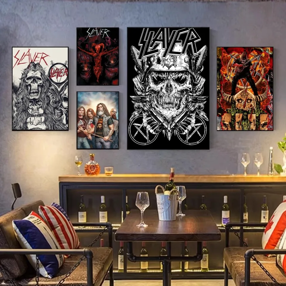 Heavy Metal Rock S-Slayer Band plagát Fancy Wall Sticker pre obývaciu izbu Bar vintage dekoratívna maľba stredná maľba