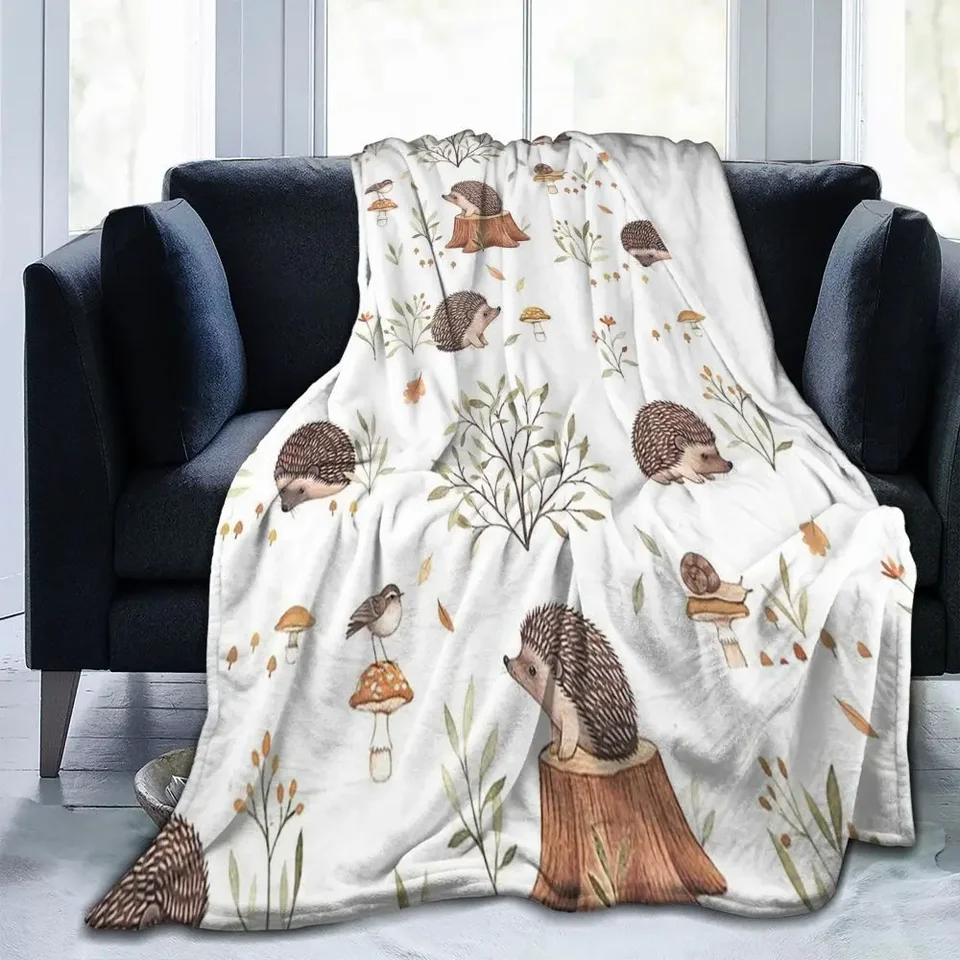 Hedgehog Prikrývky flanel letné roztomilé zviera Multifunkčný ľahký hádzanie prikrývky pre domácu spálňu