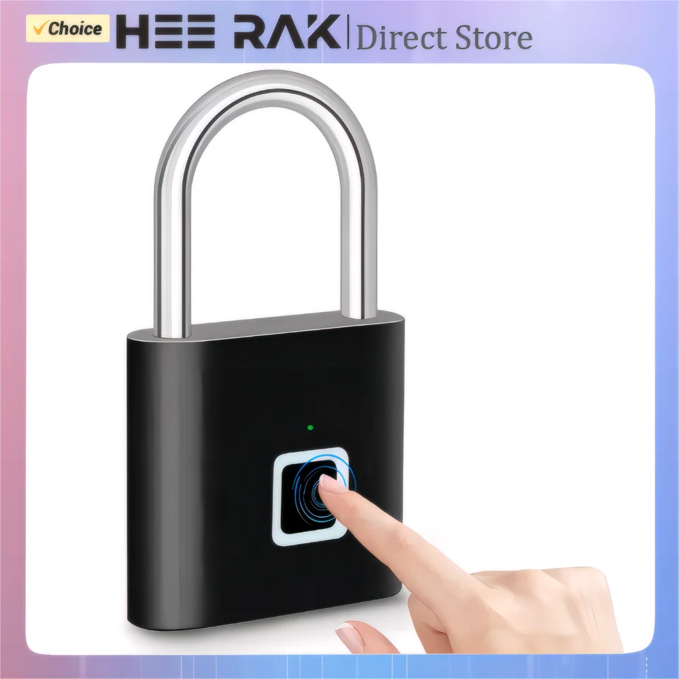 Hee Rak Keyless USB nabíjanie odtlačkov prstov Zamknutie inteligentného visiaceho zámku vodotesný zámok dverí 0,2 s odomknite prenosný proti krádeži visiaci zinok zinok