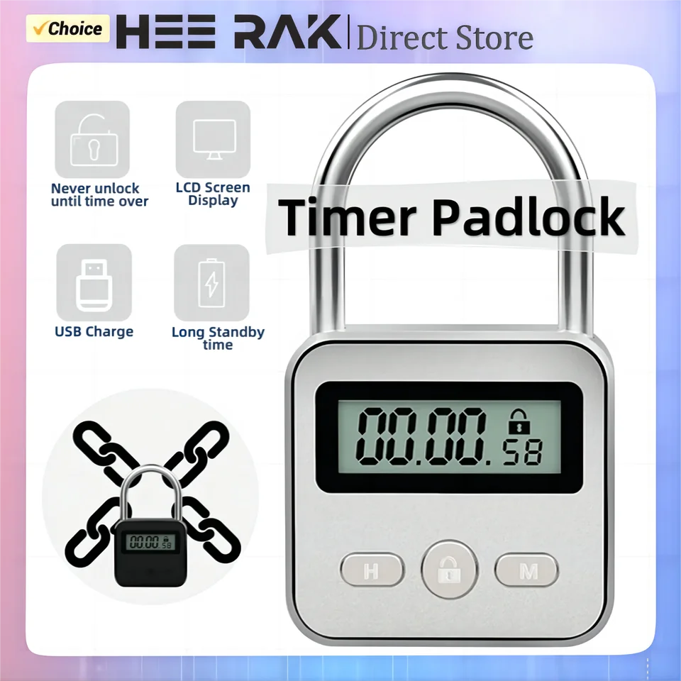 HEE RAK TIMER visiaci zámok LCD HD Pridajte podsvietenie zink zinočas