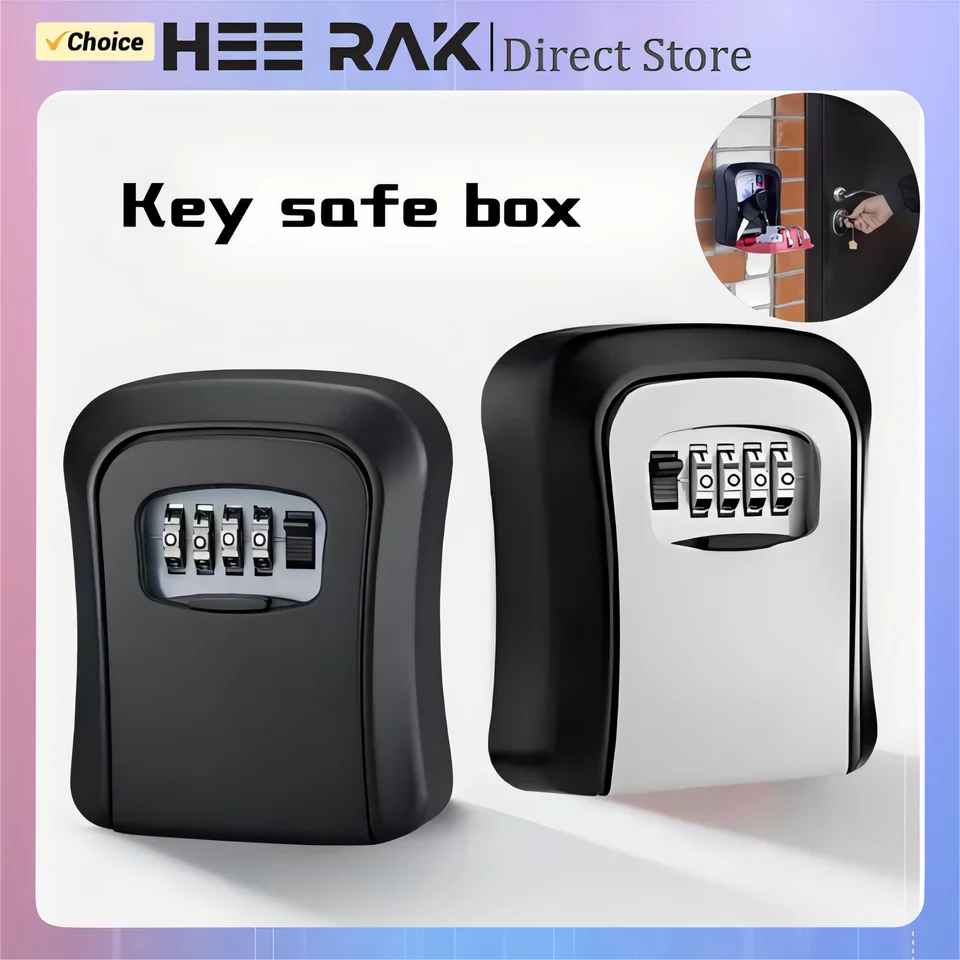 Heerak Wall Mount Lock Box Zliatie zliatiny Heslo kódované bezpečnostné zámok bez kľúča pre domácu kanceláriu Kľúč bezpečný tajný úložný box Organizátor
