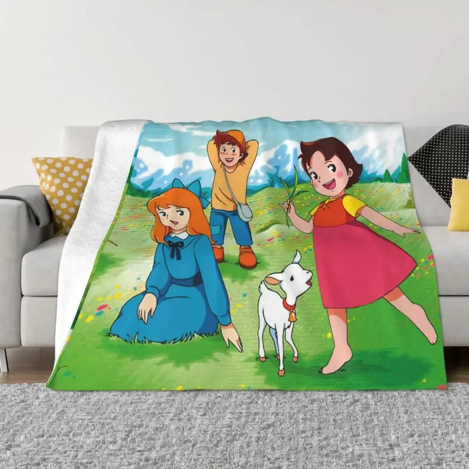 Heidi Girl of the Alps Anime Plaid Plaid Cover Cover Flanel Printed Soft Mith Ratch prikrývky na posteľnú bielizeň