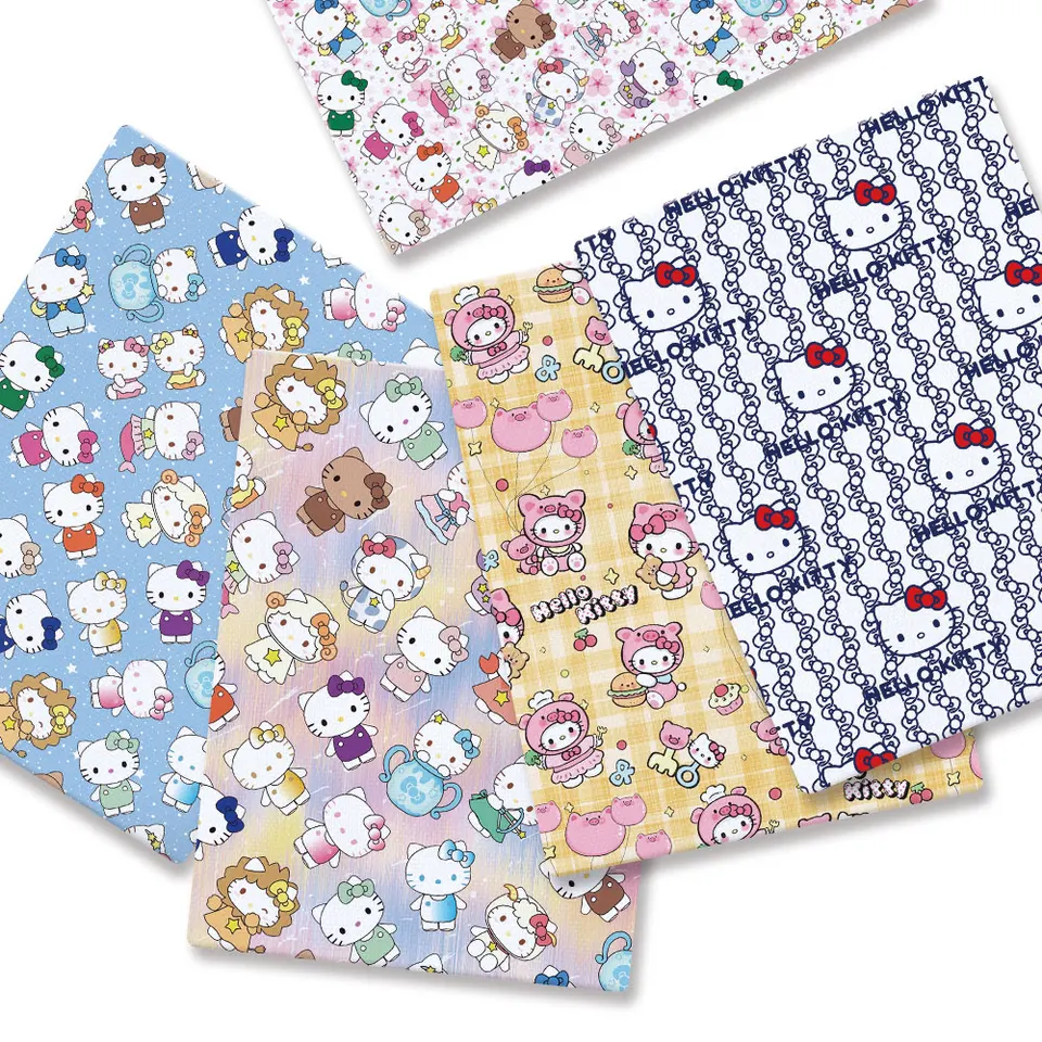 Hello Kitty 140x50cm Cartoon Cotton Tkanina Patchwork tkanivo Kid Domov Textil šijacie šaty Dáče šaty záclony polyesterová bavlnená tkanina
