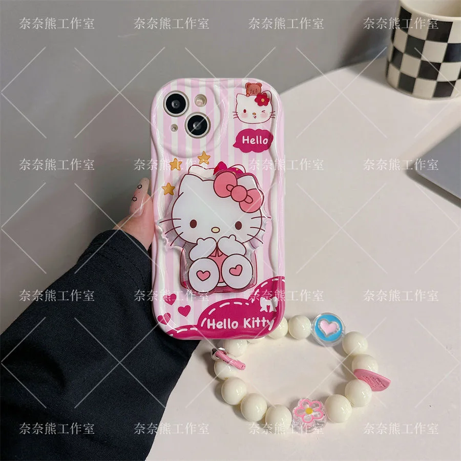 Hello Kitty 3D Wave Držiak na náramok pre puzdro pre OPPO A98 A94 A93 A92 A79 A78 A76 A58 A57 A55 A38 A33 A17 A16 2020 4G 4G 5G Zadný kryt