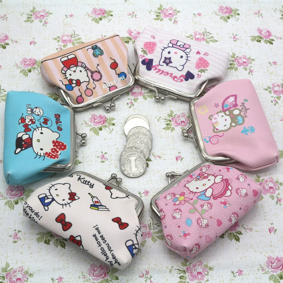 Hello Kitty Cartoon Coin Coin PAUPSE CHURSE SANRIO Kreatívna malá peňaženka Veľkoobchod Moje melódiové tašky Girls Carese Kawaii peňaženky Kid