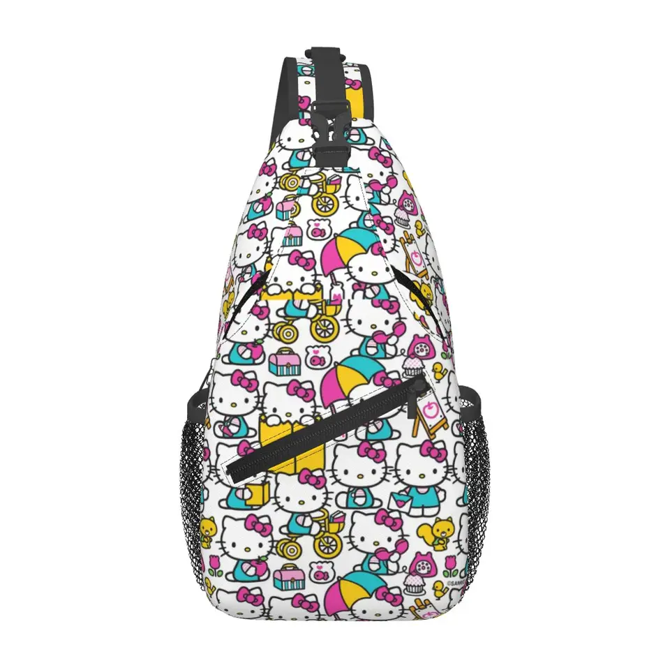Hello Kitty Cartoon Crossbody hrudník Batoh pre cyklistické ramenné vrecká na ramenný batoh