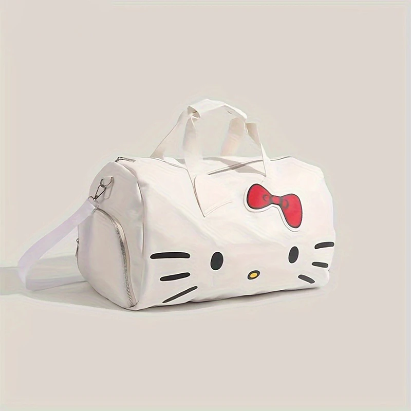 Hello Kitty Cylinder Cestovná taška, taška na týždenník, veľká kapacita Crossbody Gym Cestoval tašku na rameno so samostatnou obuvou priehradkou