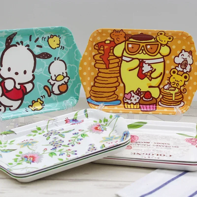 Hello Kitty Kawaii Sanrio Kuromi Pochacco My Melody New Creative Melamine Resin Tray Imitácia Porcelán Tray Cuil Cartoon Tray