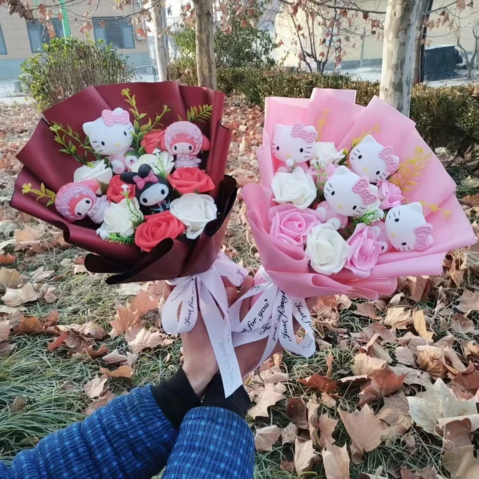 Hello Kitty Kuromi Anime Periférne štýly kytica kawaii modelové hračky prívesok dekorácia vianočné Valentína darček