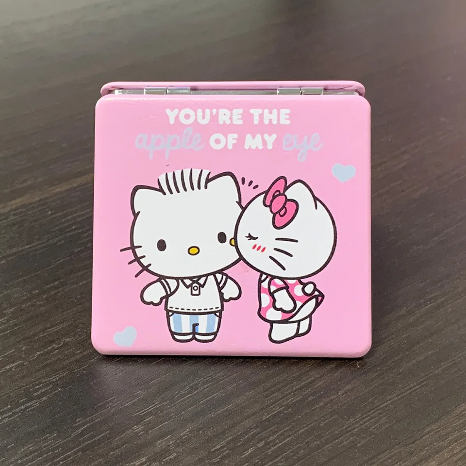Hello Kitty Mirror Prenosné malé zrkadlo Hello Kitty Sanrio Prenosné skladacie zrkadlá obojstranný vzor make-up darček pre dievča