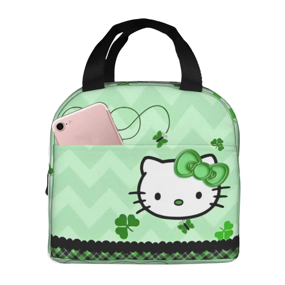 Hello Kitty Pattern obed móda roztomilá zvieratá tlače obed krabica vonkajšia piknik prenosné tote s tašky