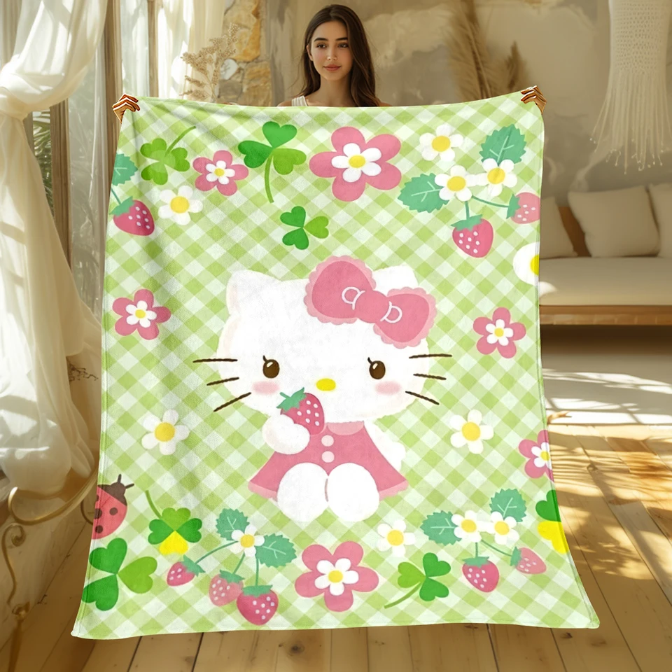 Hello Kitty Sanrio Cartoon tlačená flanelová prikrývka.sofa .Bedroom.bed domáca kancelária zdriemnutie vozidla. Cestovné piknikové prikrývky darček