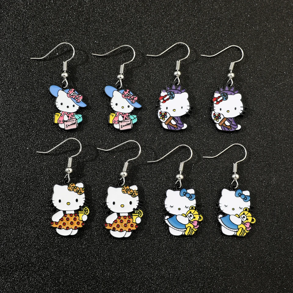 Hello Kitty Sanrio Dangle náušnice Ženy roztomilé módne náušnice Dievča