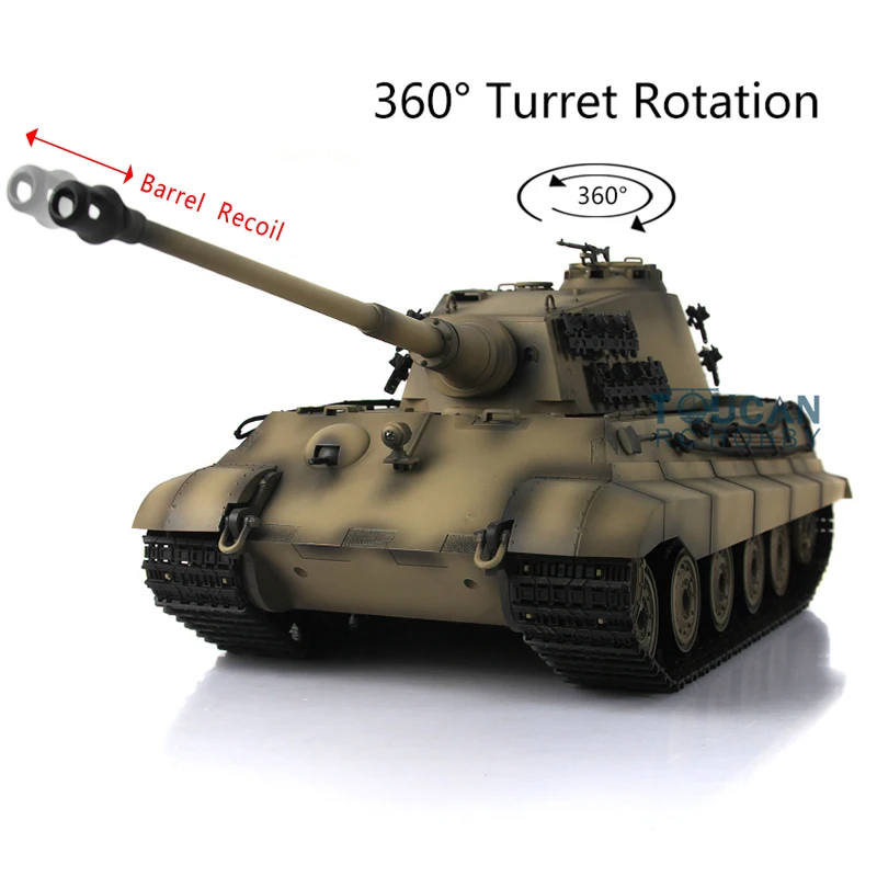 Heng Long 1/16 7,0 RC Tank Plastic King Tiger Barrel Recoil 3888a 360 ° vežový diaľkový ovládací vozeň TH17562