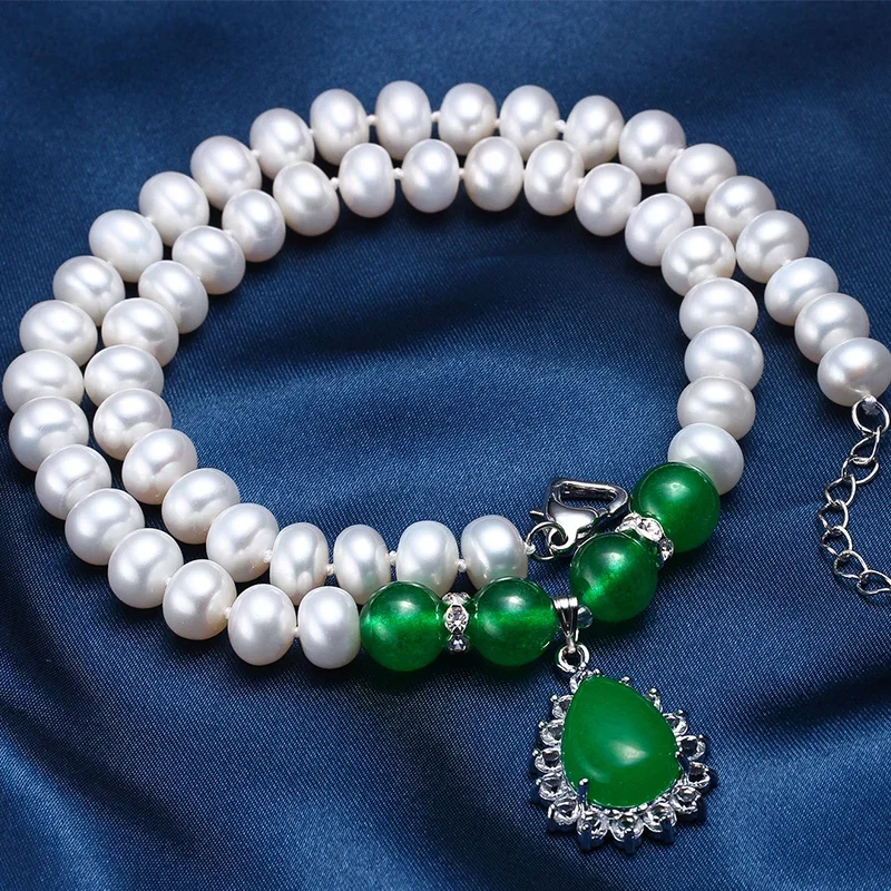 Hengsheng Matka narodeniny darček Agát Prírodný sladkovodný perlový náhrdelník, vysoký lesk aaaa chleba okrúhly perlový náhrdelník šperky