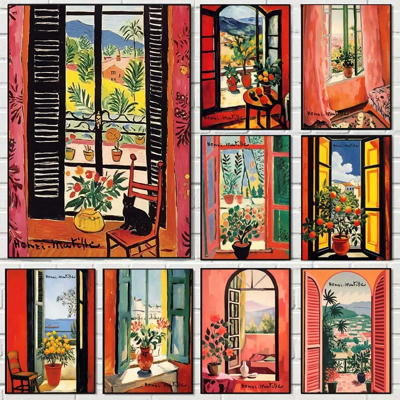 Henri Matisse Otvorené okno plagát Krajina výtlačky maľovacie plagáty plátno umenie Nordic Wall obrázky
