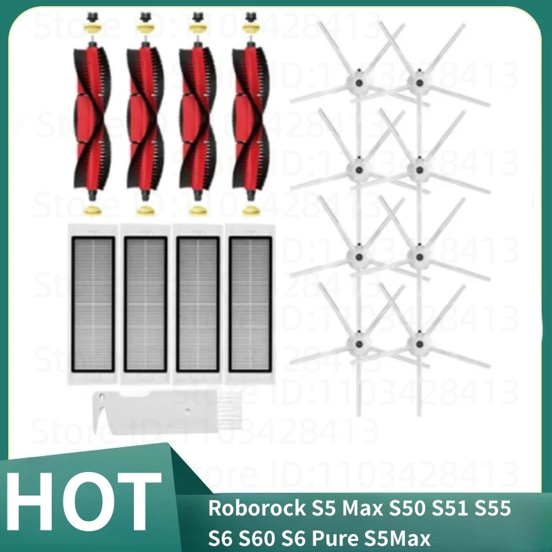 HEPA Filter Hlavná kefka Side Brush Robot Vysávač Časti pre Roborock S5 Max S50 S51 S55 S6 S60 S6 Pure S5max