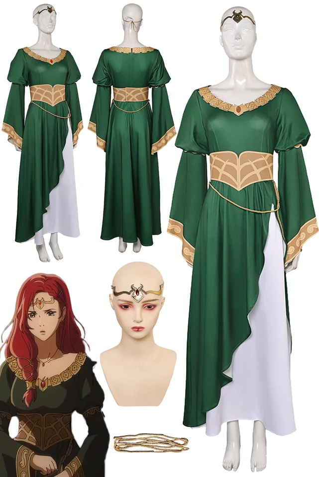 Hera Cosplay kostým zelené šaty karikatúra 2024 Movie Lorded Rings for Rochirrim Outfits Massguise Adult Women Roleplay Suits