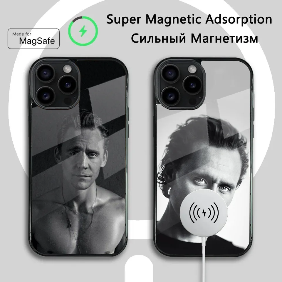 Herca -T -t -t -t -Tom Hiddleston telefónny puzdro pre iPhone 16 15 14 13 12 11 Plus, Pro, Max Mini Magsafe magnetické bezdrôtové nabíjanie