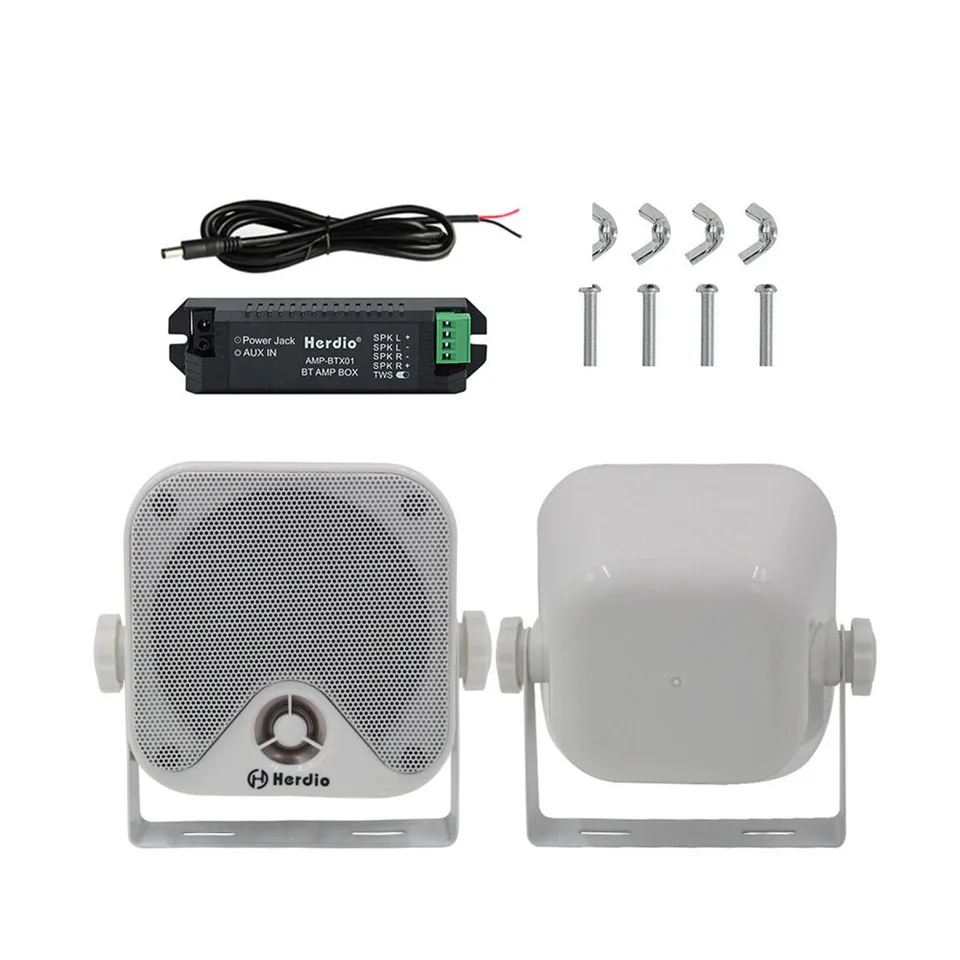 Herdio 4 palcový prenosný reproduktor Bluetooth Witerproof Dome Tweeter 120W Sprchové reproduktory Outdoor Boat Tractor Tractor Loudspeaker