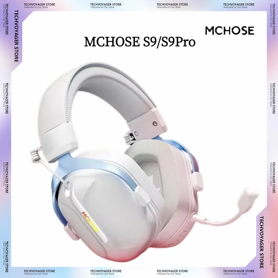 Herné slúchadlá MCHOSE S9/S9 Pro Gaming RGB Nízke oneskorenie hluku Zníženie bezdrôtového tri-režim E-Sports Slúchadlá