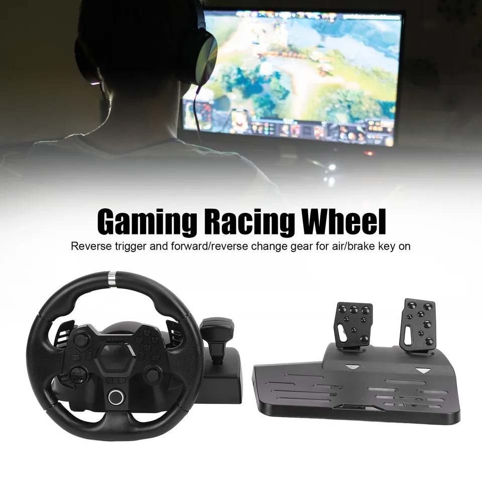 Herné vibračné závodné volant volant 270 ° rotácia USB herné závodné koleso s pedálom pre PS4 PC Hering volant