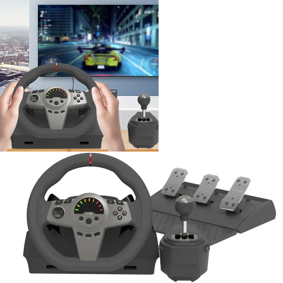 Herné závodné koleso s pedálom a radičom 270 stupňov hnacím kolesom Simracing PC volant pre PS4 Xbox One Xbox Series X/S