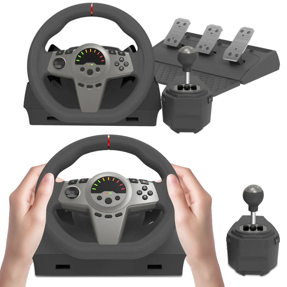 Herný volant s pedálom a radičom 270 stupňov herné závodné koleso Simining PC volant pre PS4 Xbox Series X/S