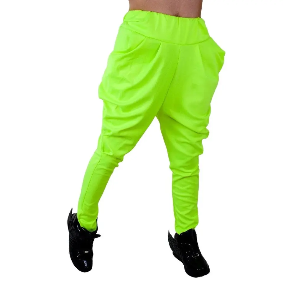 Heroprose nová módna značka Jazz Harem Hip Hop Fluorescent Fluorescent Zelené tepláka Príležitostné jarné letné nohavice voľné tanečné nohavice