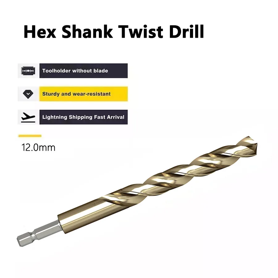 Hexagonová stopka Twist vŕtačka bit z nehrdzavejúcej ocele Kov Špeciálny rovný shighshank Oceľový otvor vŕtačky ostré opotrebenie odolné