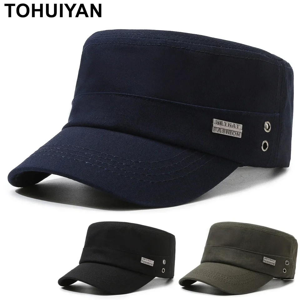 Heyhat módne ploché strechy čiapky muži bavlnené kepty vojenské klobúky Streetwear Sunsor Visor Hat Curved Bill Army Cap pre ženy