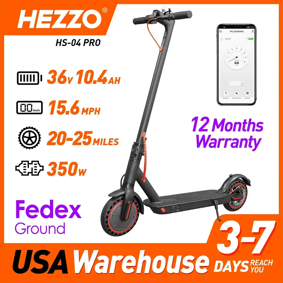 Hezo G30 36V 500W Elektrický skúter moped 21 mph 37,5 míľ 10 palcov 15 AP mobilná aplikácia Skladacie elektrické skúter predné zavesenie