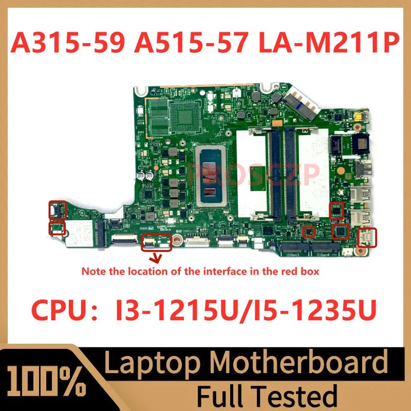 HH5A4 LA-M211P hlavná doska pre ACER A315-59 A515-57 LAPTOP Základná doska NBK6T11001 s I3-1215U/i5-1235U CPU 100% CULLE Testovaná dobrá doba