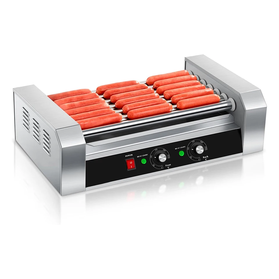 HHD07A 18-hot psa 7-rollerový grilovník, 1400 W komerčná známka s odnímateľnou kvapkou z nehrdzavejúcej ocele