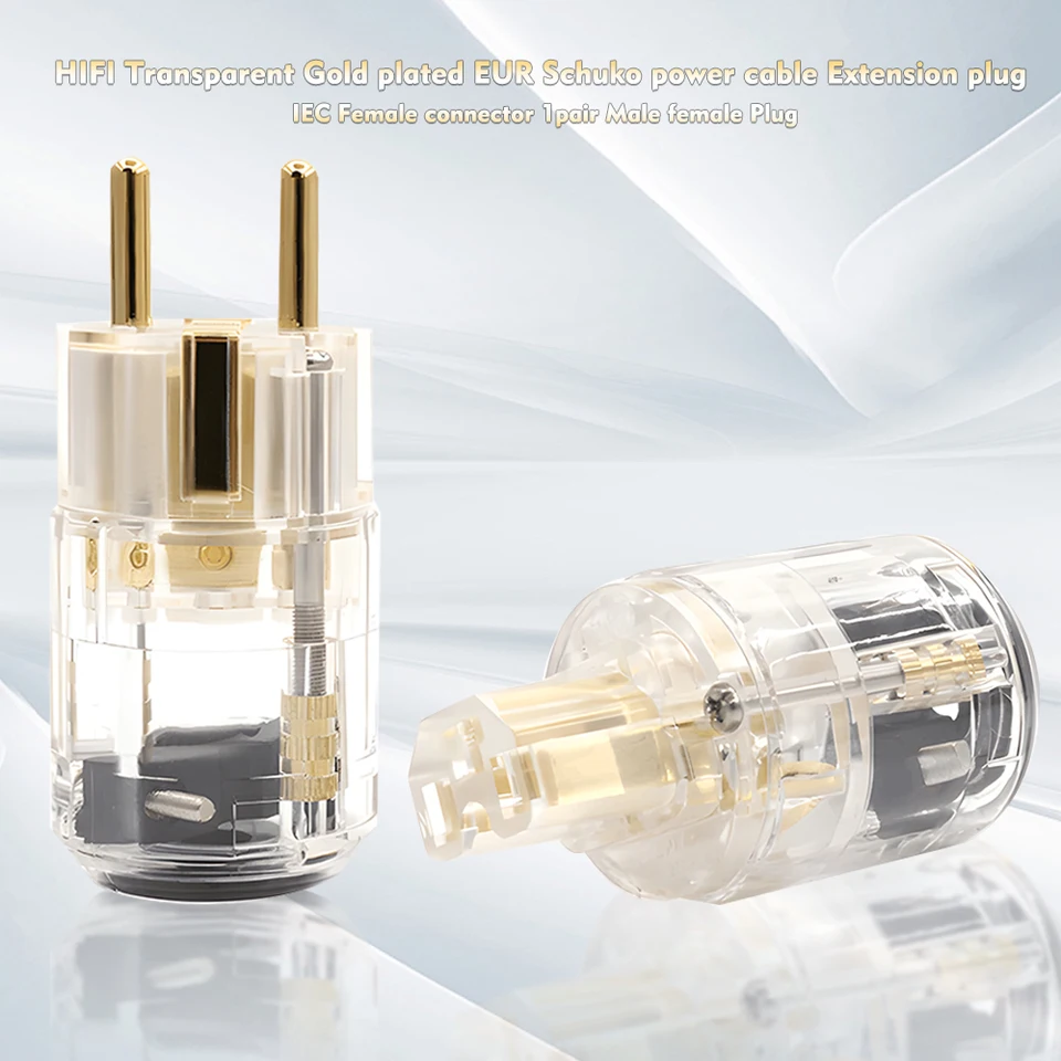 Hi-end P-029E C-029 Schuko Plug Eu Verzia Európske zástrčky pre zvukový napájací kábel 24k Zlatená samecová zástrčka Žena IEC C15 konektor