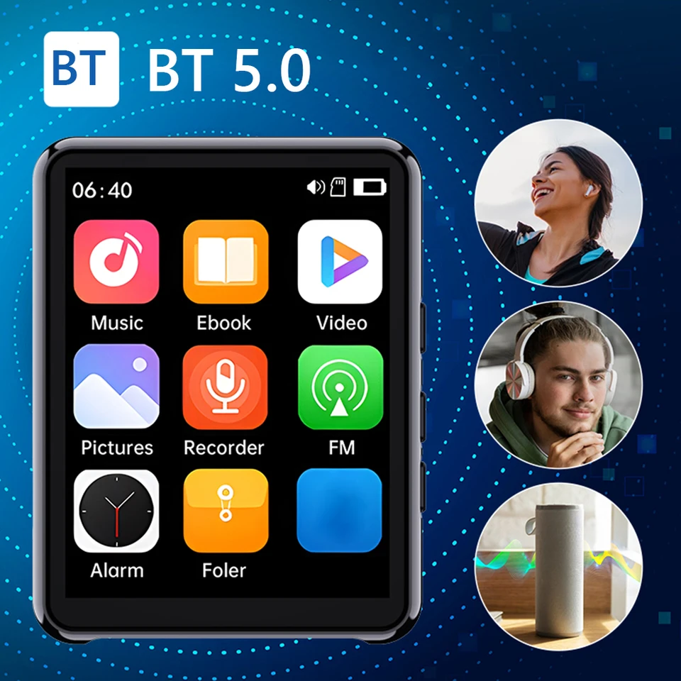 HIFI MP3 Player 2.4inch Full Touch Screen Prenosná digitálna hudba prehrávač Bluetooth kompatibilný 5.3 bezstratový zvuk MP3 Hudobný prehrávač