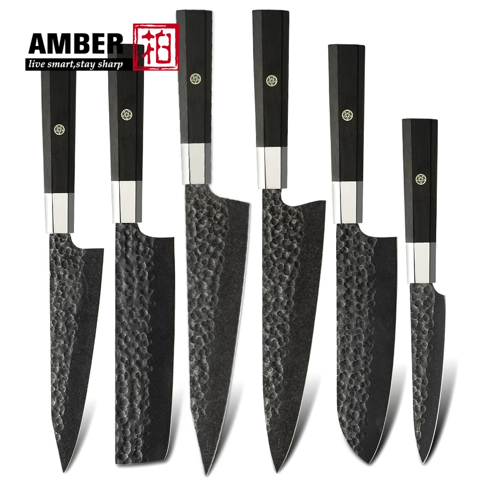 High Carbon 440C oceľ 5ks japonský nôž sada kreditého kuchynského šéfkuchára Santoku Nakiri nôž set s ebenovou rukoväťou