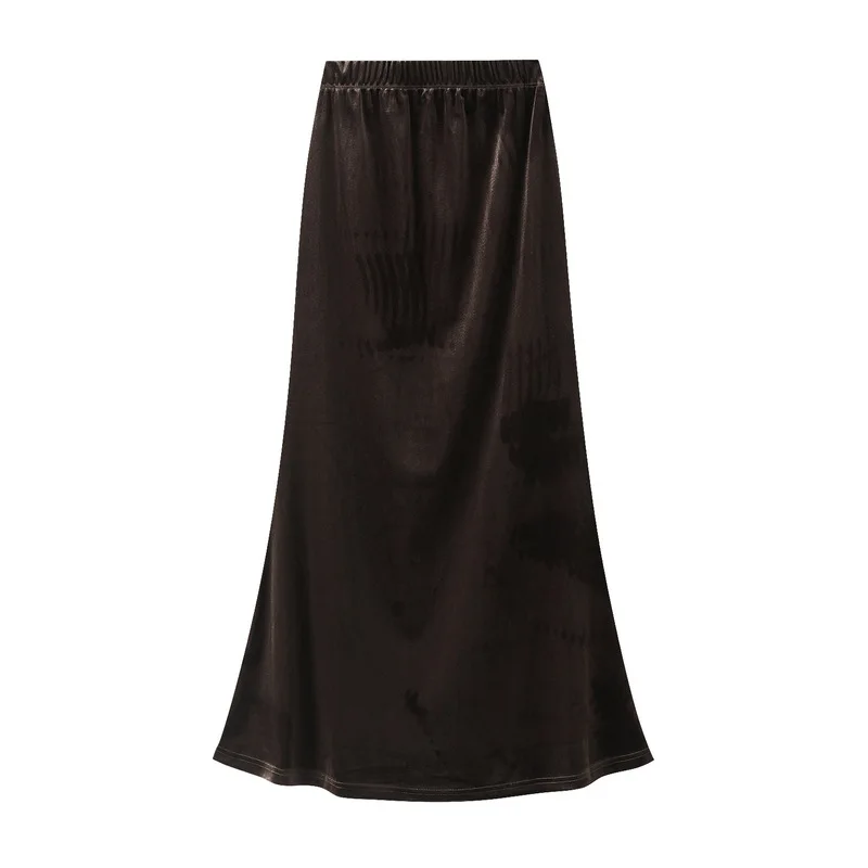 High -end Black Velvet Fishtail sukňa pre ženy s jesenným francúzskym temperamentom, chudnutie s vysokým pásom a dlhá sukňa, nové